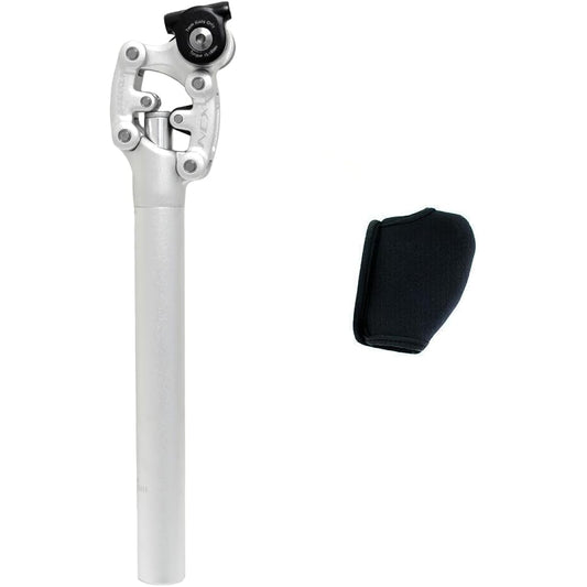 SR SUNTOUR SP12 NCX Suspension Seat Post w/ Protective Cover 31.6X350mm , Silver, VK2753
