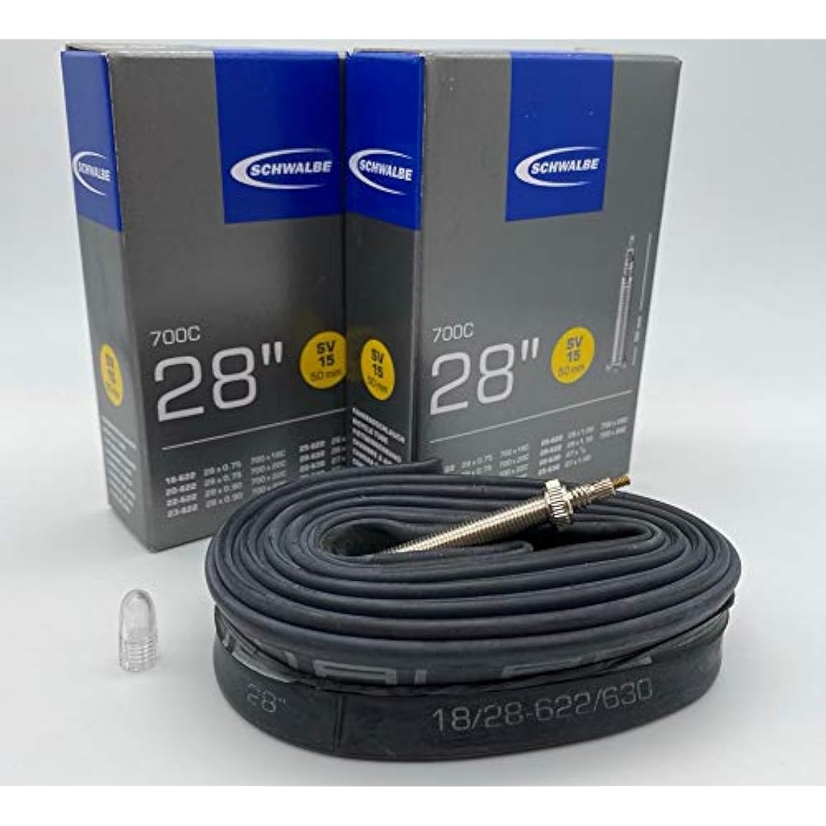 Set of 2 SCHWALBE Tube 700 x 18-28C Presta Valve 15SV Valve Length 50mm Medium Long Valve 15SV-ML Road Bike Bicycle [Parallel Import]