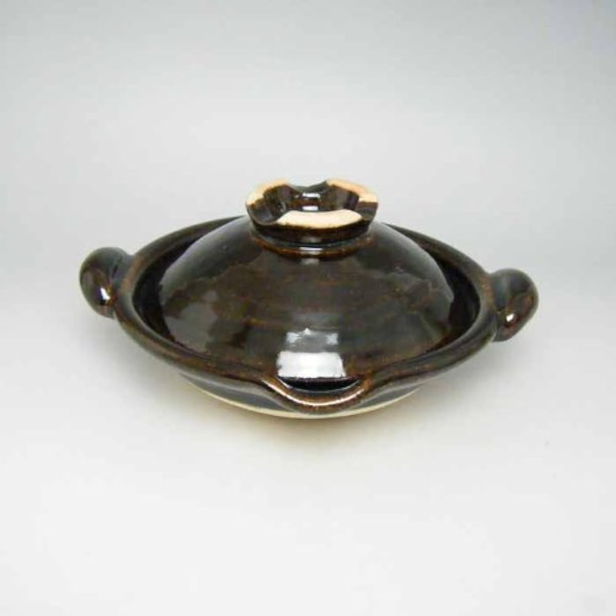Doraku kiln black pot with spout 7 inches [earthen pot Doraku kiln Iga ware]