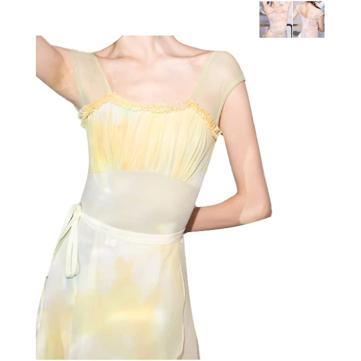 ProDance Yellow Orange Chiffon Marble Frill Chiffon Cute Stylish Ballet Leotard PLHA021L
