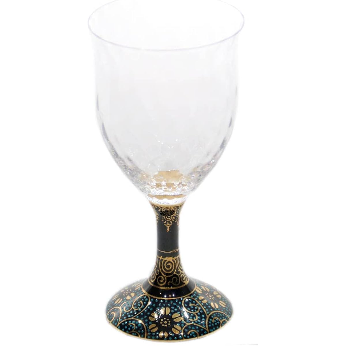 (Limited stock) Kutani Ware Wine Glass (Large/Lattice) Blue Tessellation Porcelain Made in Japan Capacity 280ml Kutani Japanese Glass