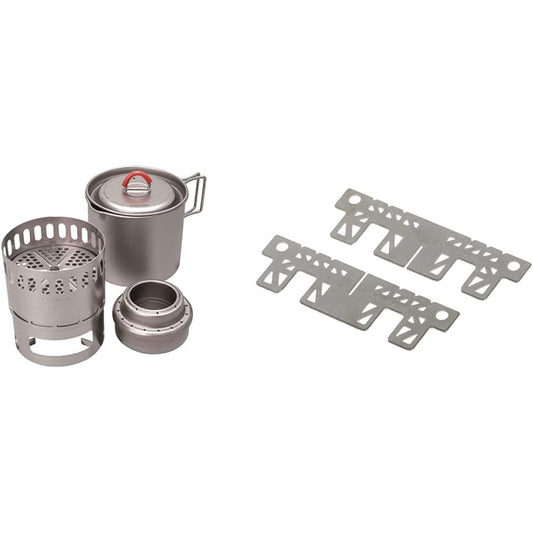 EVERNEW Ti Mug pot 500 Stove set ECA538 & AL stove titanium cross trivet EBY253 [Set purchase]