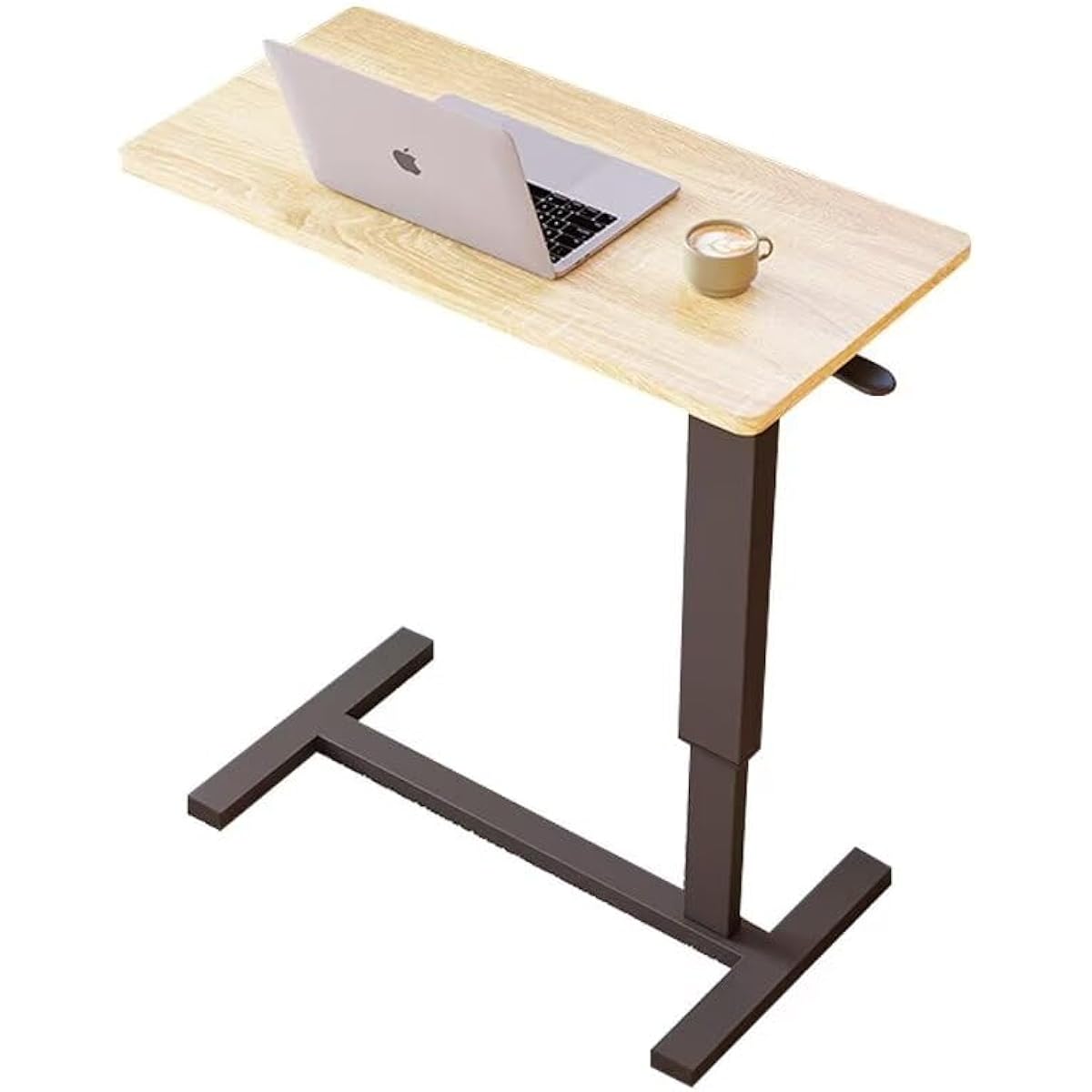 Nijakise Lifting Side Table Stepless Height Adjustment 70-90CM Width 80cm x Depth 40CM Simple Design Thick Material Gas Pressure Lifting 360° Rotation Comes with Casters Bed Table PC Table Easy to Assemble