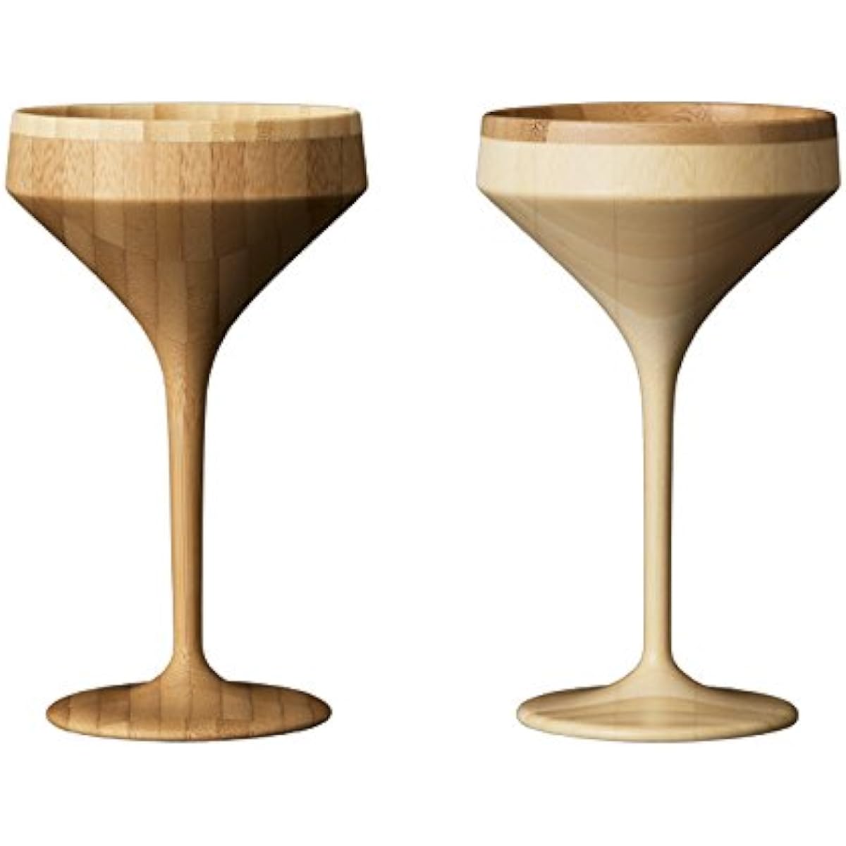 RIVERET Cocktail Glass Martini 120ml Pair Set Bamboo Dishwasher Safe White/Brown RV-111WB