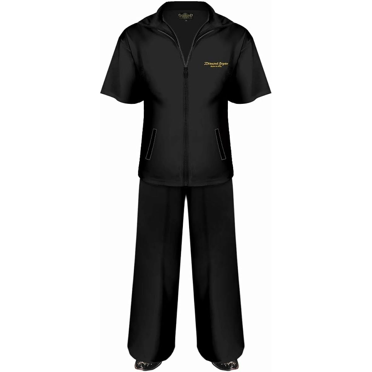 [Diamond Japan] Embroidered Short Sleeve Setup Jersey Black Yakuza Yankee Araora Oraora Top and Bottom Clothes DJ-137 Plain Summer Men's Fashion