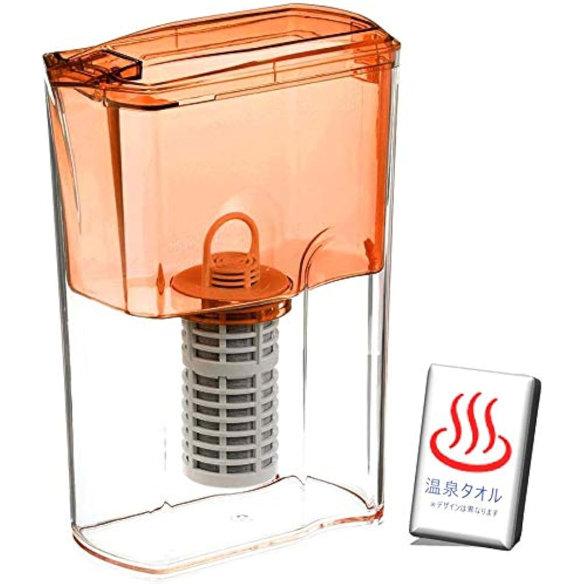 Gaia no Mizu 135 Pot type water purifier with cartridge Orange Original hot spring towel included