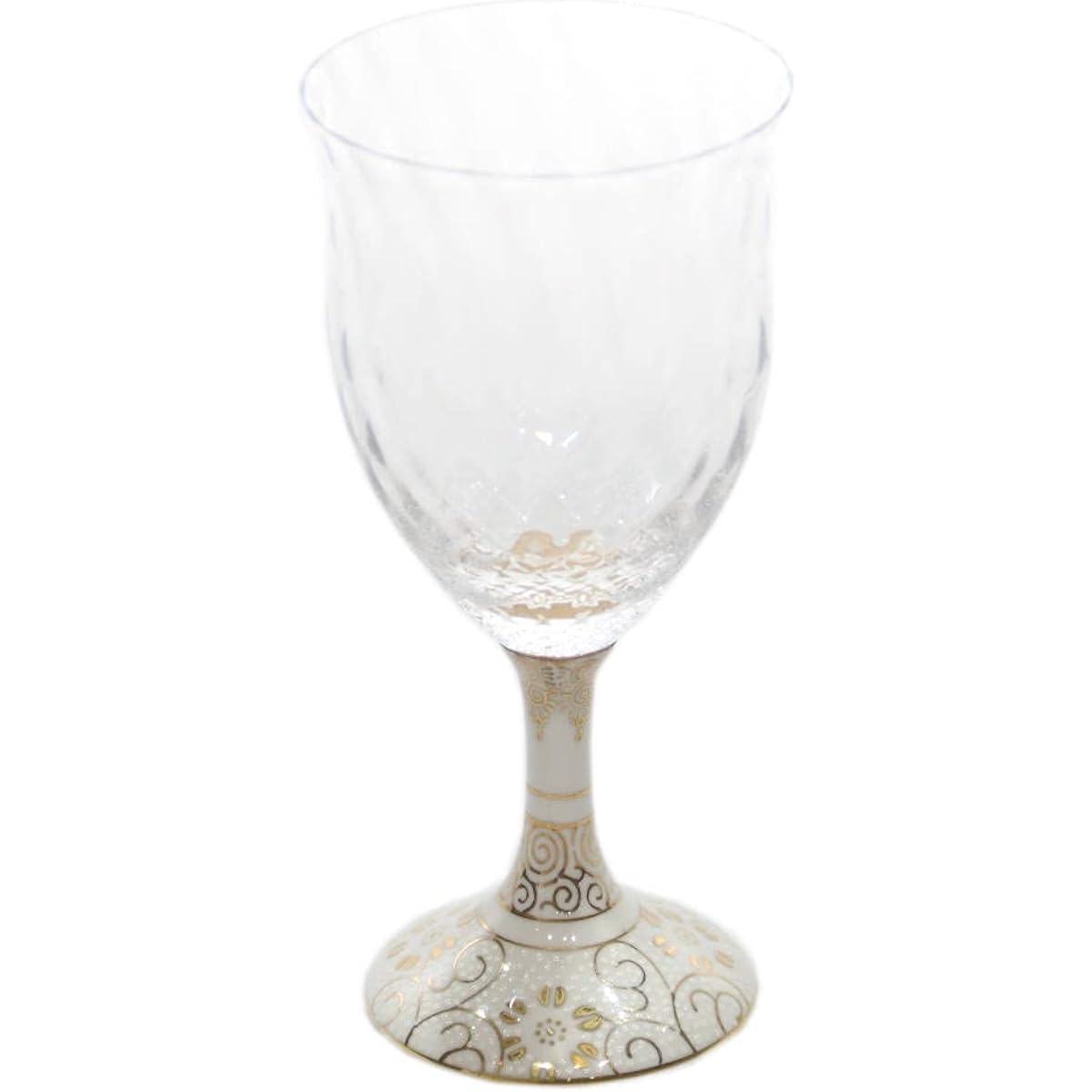 Kutani ware wine glass (large/lattice), white grain iron porcelain, made in Japan, capacity 280ml, Kutani Japanese glass
