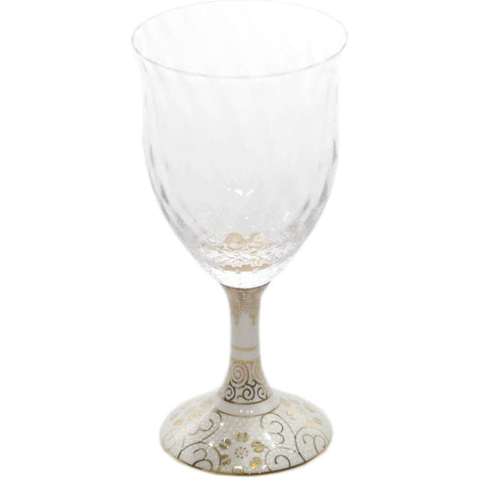 Kutani ware wine glass (large/lattice), white grain iron porcelain, made in Japan, capacity 280ml, Kutani Japanese glass