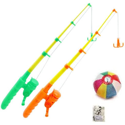 Magnetic fishing rods for events (set of 5) + magnetic fishing rod stickers (80 pieces) / set with fun goods (paper balloons)