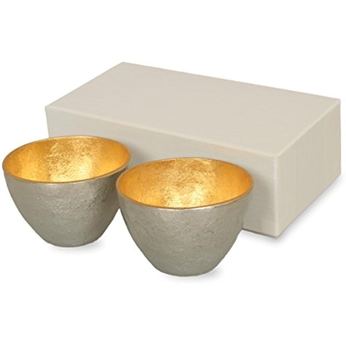 Guinen choko Nousaku 100% genuine tin Sake cup Guinomi 2 pair set Gold leaf