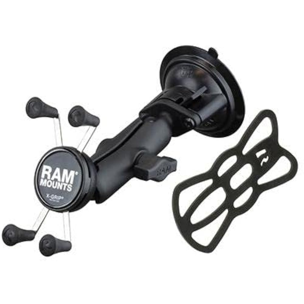 RAM MOUNTS Mount Set X Grip & Twist Lock Suction Base for Smartphones with Tether Black RAM-B-166-UN7U