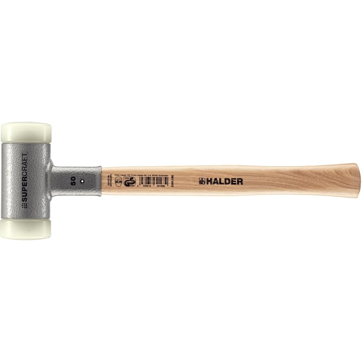 Rohmheld Halder HALDER Shockless Recoilless Super Craft Hammer Hickory Handle Nylon (White) Diameter 50 3366.050
