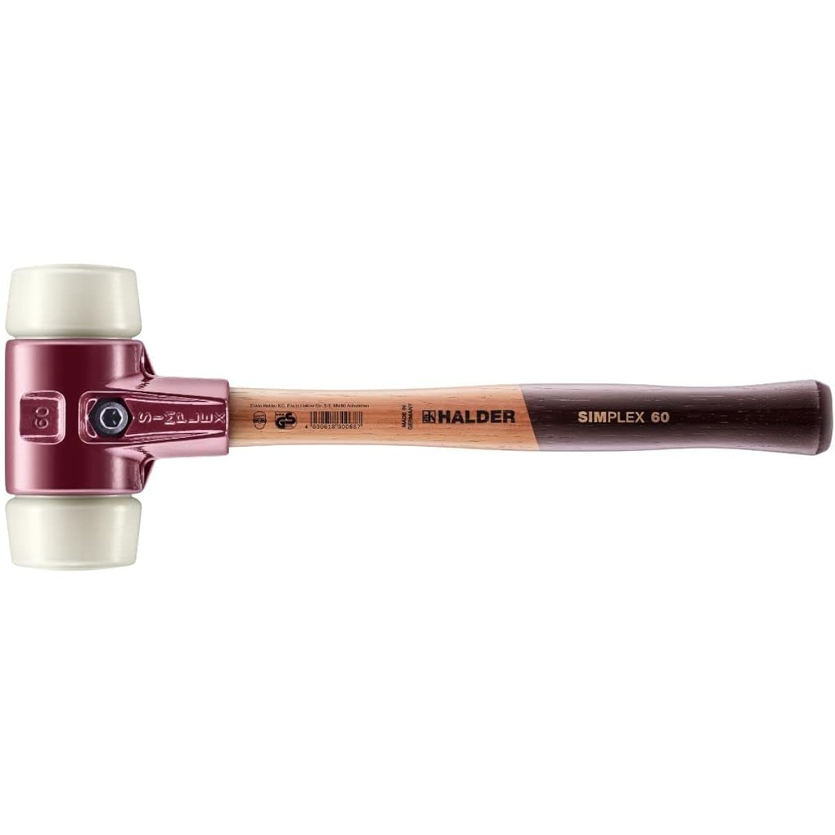 Halder Simplex Hammer Nylon (White) Diameter 60 Head/Handle Replaceable Made in Germany