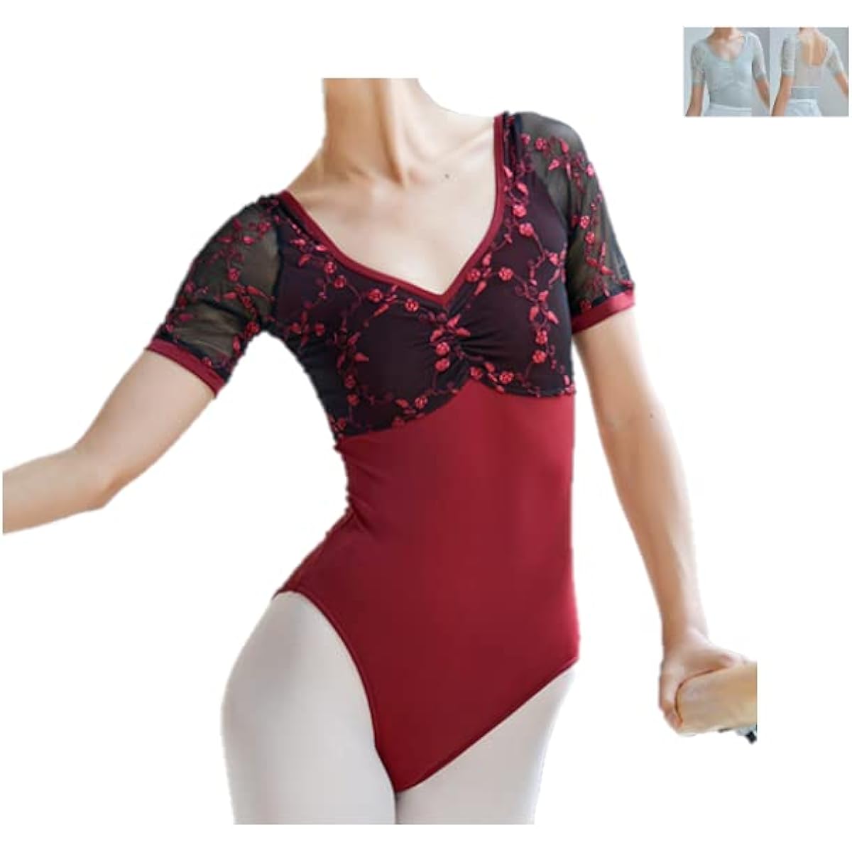ProDance Mint Wine Red Half Cup Ballet Leotard PLHA001L