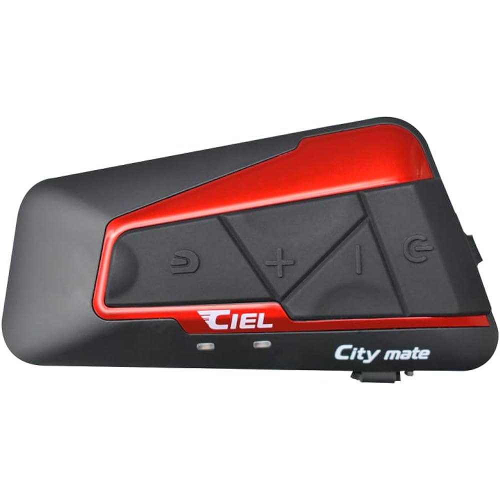 CIEL Citymate Candy Apple Red Bluetooth Intercom for Motorcycles, Two People Can Call at the Same Time, Music/Navi/Telephone Response, Large Adhesive Mount Included, CL-T10-RE