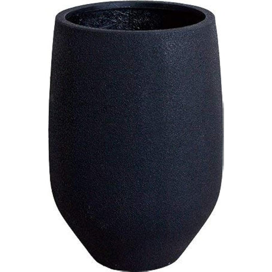 Plus Garden FRP Large Flower Pot Io Long M Φ445mm With Bottom Hole Black H344-02