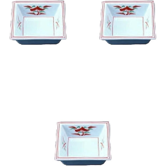 Set of 3 square bowls with red pictures [square bowls]