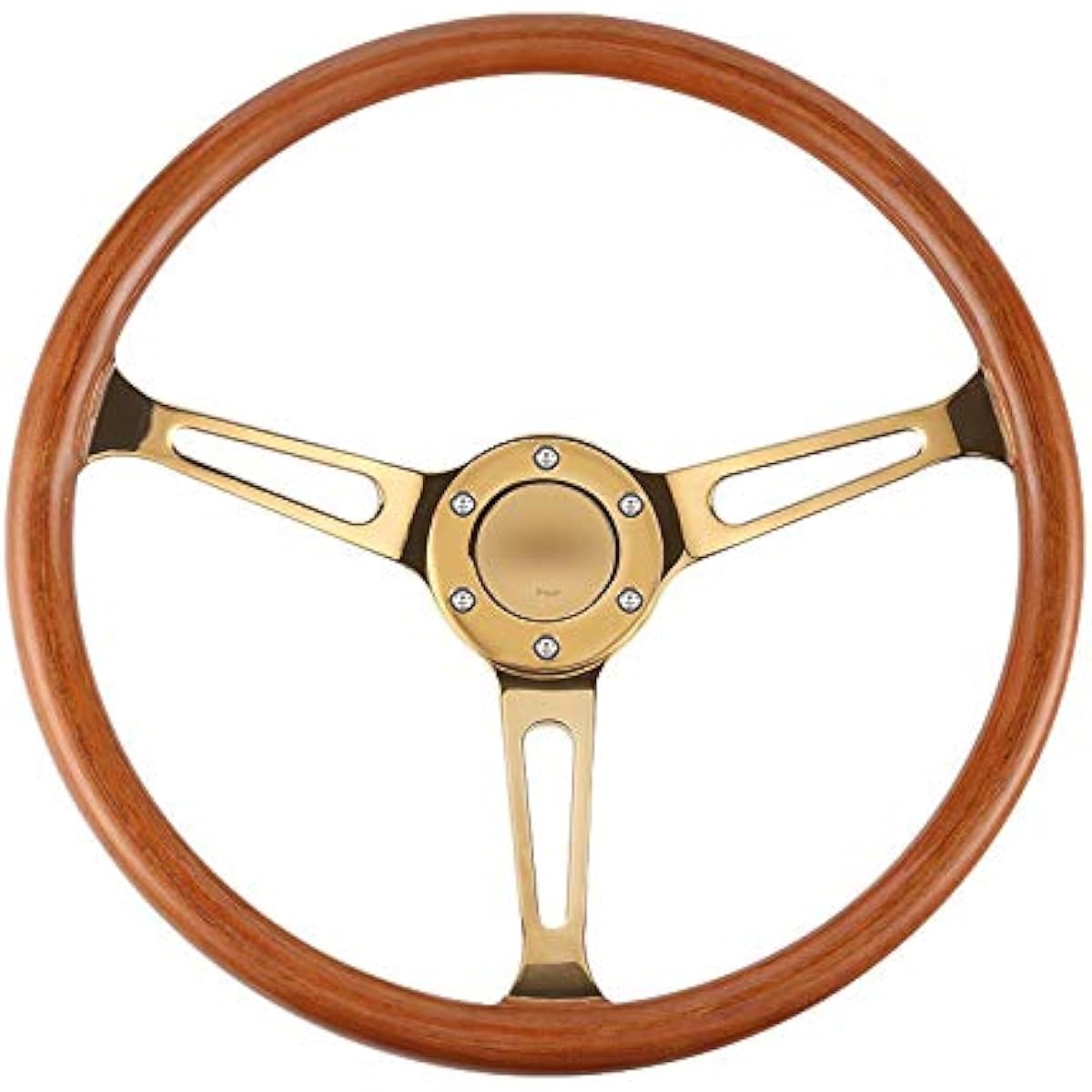 Steering Wheel Mahogany Wood 15 Inch 350mm Retro Paint Change Car Steering Wheel, C