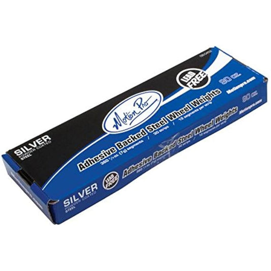 MOTION PRO Wheel Weight Steel (Color) Silver 90 oz Box 1/4 oz (approx. 7 g) x 360 grains Silver Powder Coat Finish Tire tool used during wheel alignment YM08-0452 YM08-0452