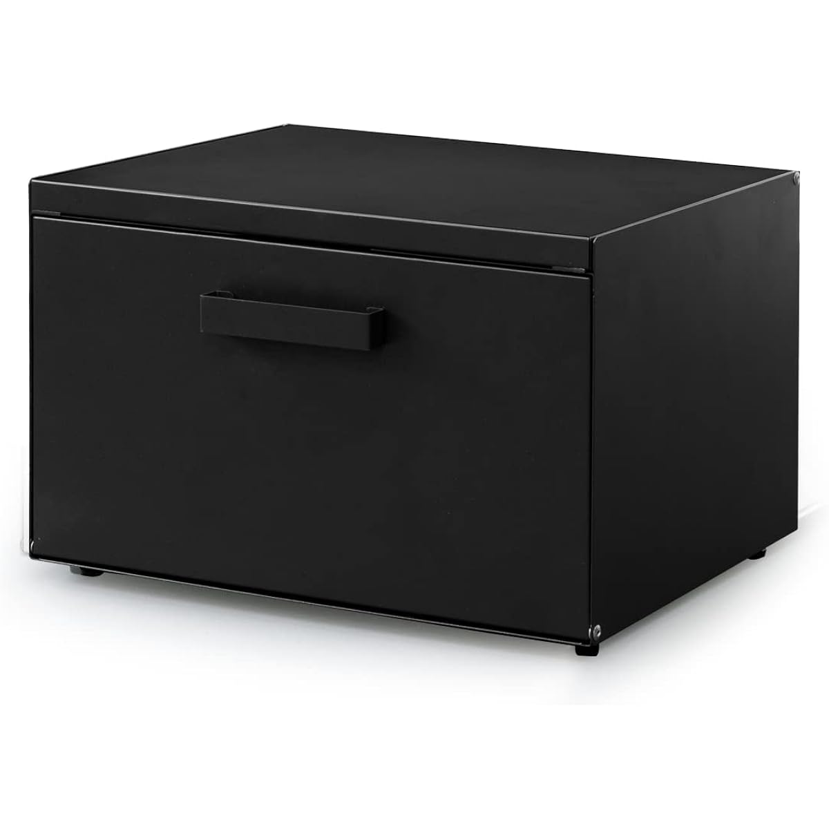 ottostyle.jp Bread Case Bread Box [Black] Front and top doors can be opened and closed for storing bread, food, coffee, seasonings, storage box, toaster rack, steel, adjustable legs, simple, stylish