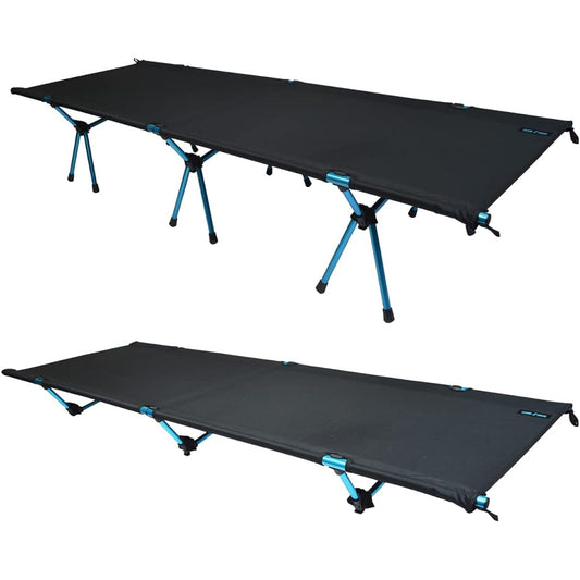 Leyton house Outdoor 2WAY Cot Thames Height Adjustable Camping LHA-003 Aluminum Load Capacity 120kg Folding Lightweight Storage Bag Solo Camping Easy Assembly Home Leisure Black/Blue One Size