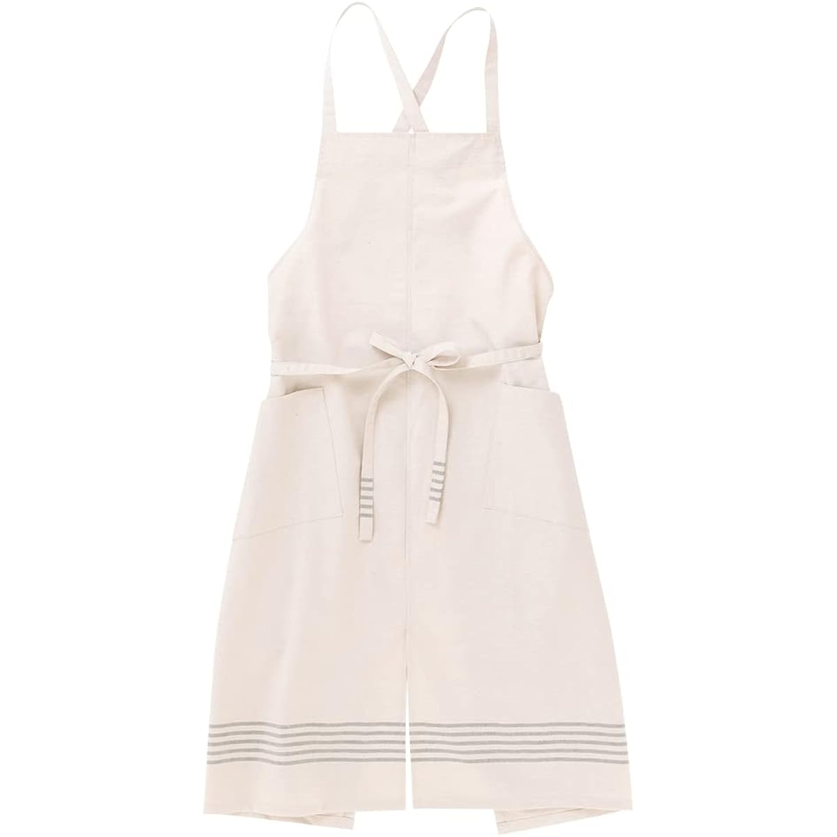 [HaTaKaKe] Cotton Linen Panel Pron [Cotton Linen Water Repellent Made in Japan] [Both Side Pockets Front Slit] <Kitchen Gardening> <Unisex Stylish Gift>