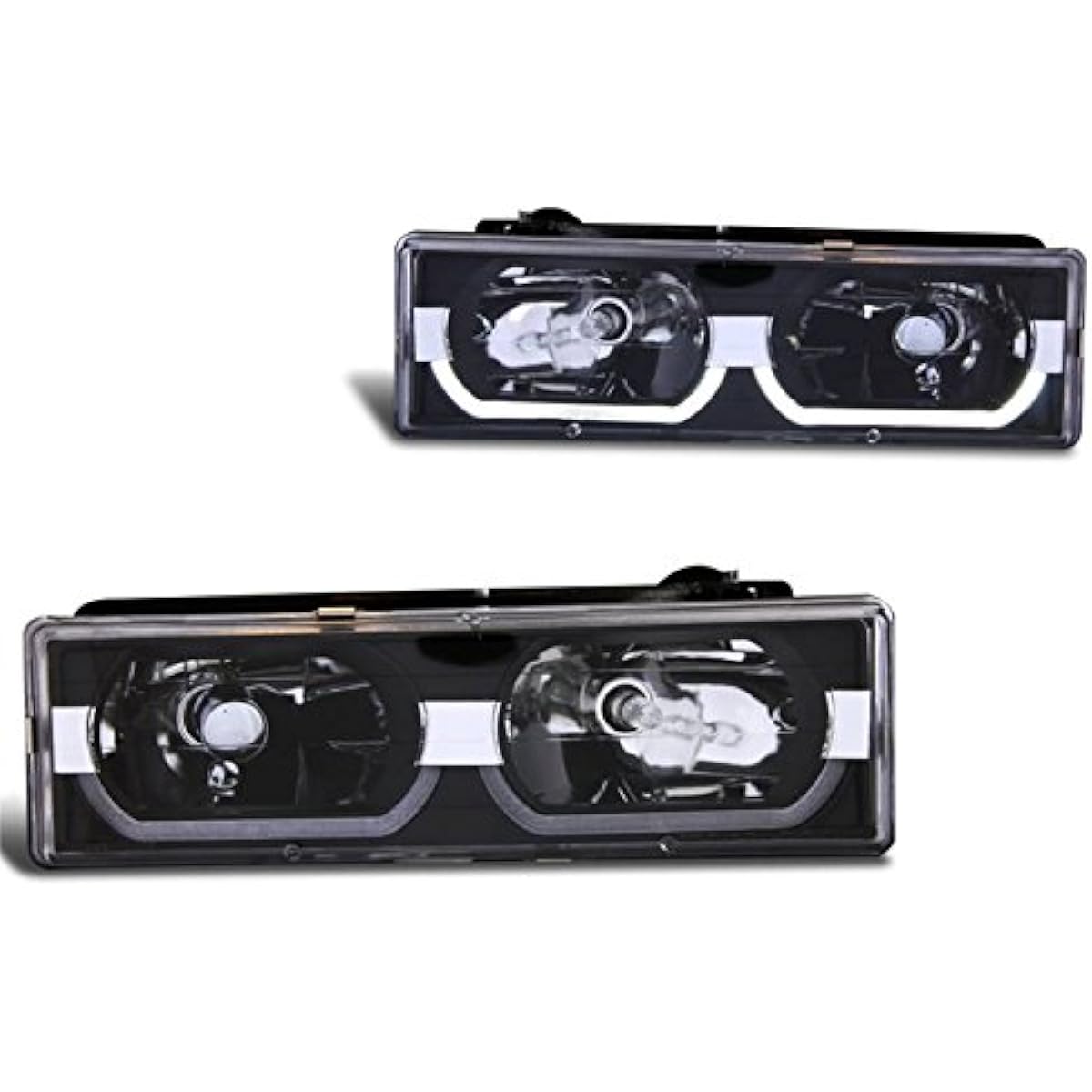 SPPC Black Crystal Head Light Assembly Set low Heel Chevrolet for Size -Right of the passenger seat and driver's left replacement headlamp