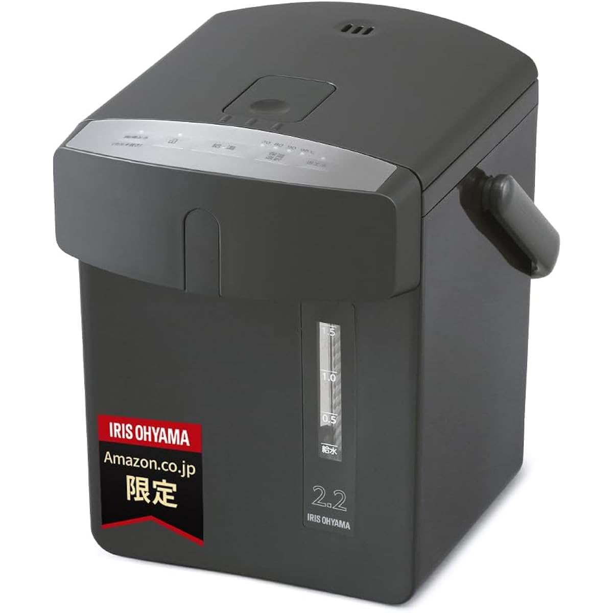 Iris Ohyama Electric Pot, 2.2 Liter, Small, Microcomputer Type, Heat Retention Adjustment, Safety Lock, Descaling Function, Black IAHD-222AZ-B 2l