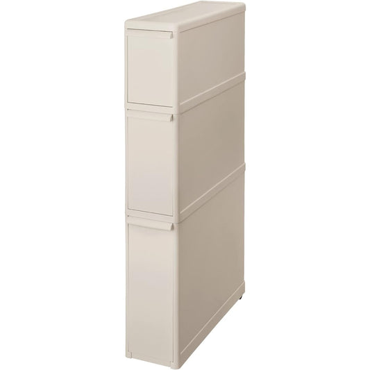 Like-it Kitchen Storage Gap Drawer Super Slim 3 Tiers Approx. Width 14 x Depth 46.5 x Height 82 cm Beige Made in Japan FTS-111L Hide Storage Width 14 cm Dead Space Storage Utilize Gap