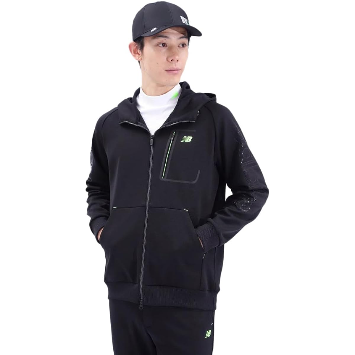 [New Balance] Men's sweatshirt hoodie (cardboard knit, 3D zebra pattern, stretch) / Golf / 012-3262002
