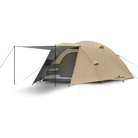 PYKES PEAK Tent for 4 People, 5 People, 6 People, Family Tunnel Tent with Front Room, Wide, Large Number of People, Large Inner Size 3m x 3m Camping Party Tent (SANDKHAKI)