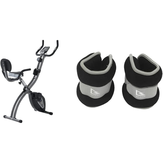ALINCO Fitness Bike Comfort Bike Space Saving AFB4520K Quiet Saddle Adjustment Easy Assembly Heart Rate Measurement Tablet Tray Folding Backrest + ALINCO Wrist Ankle Weight 2.0kg Set of 2 WB308