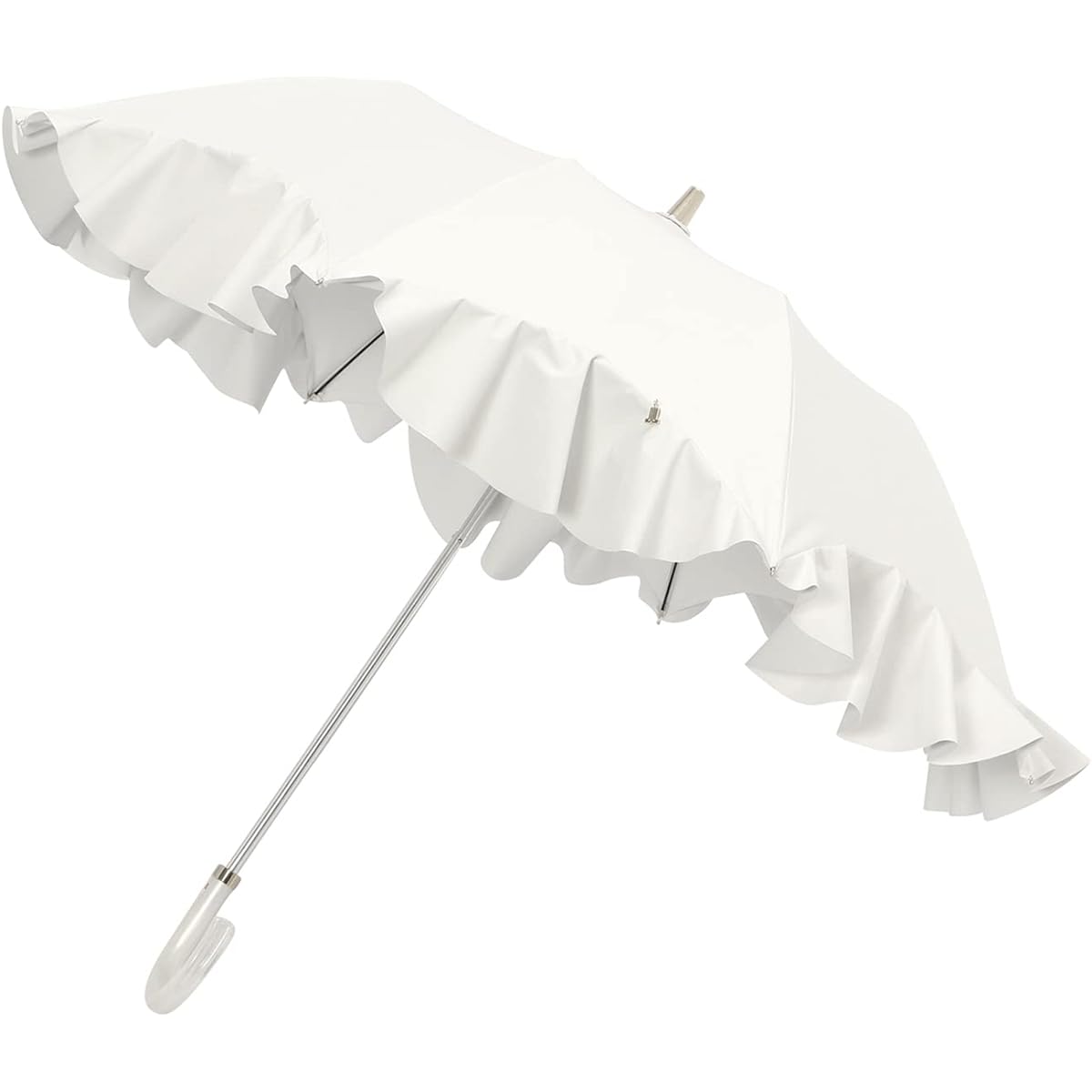 LANVIN en bleu Folding Umbrella Parasol [For Sunny or Rainy Days, Blackout] 50cm Flare Frill 2 Folding Umbrella 11572 Off White