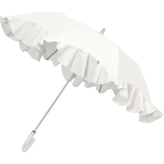 LANVIN en bleu Folding Umbrella Parasol [For Sunny or Rainy Days, Blackout] 50cm Flare Frill 2 Folding Umbrella 11572 Off White