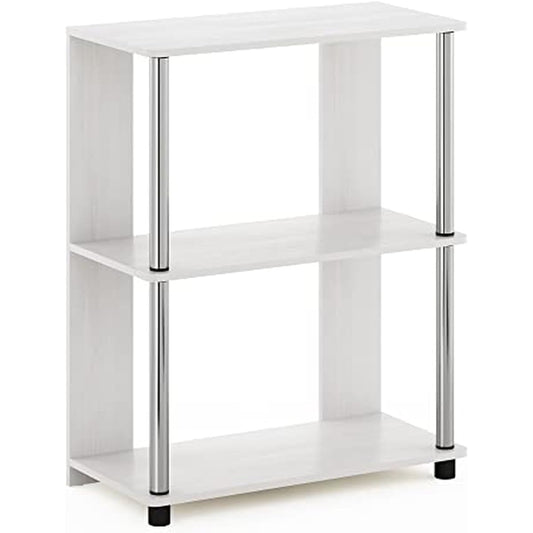 Furinno JAYA Simple Design Bookcase White Oak Stainless Steel Tube [Regular Japanese Import Product]