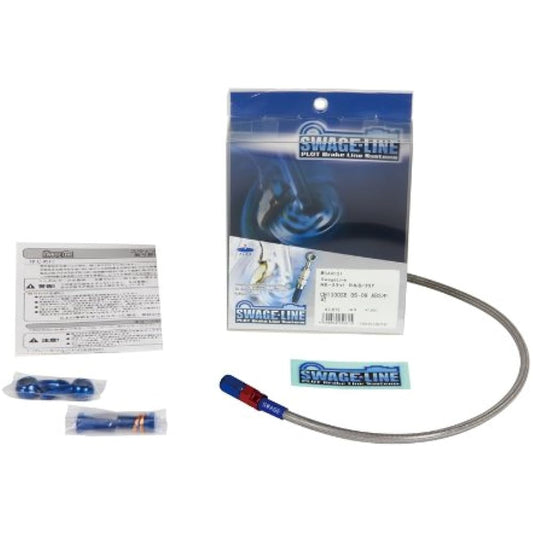 SWAGE LINE Rear Brake Hose Kit Aluminum (Red/Blue) Clear Hose CB750FA/FB 80-81 SAR022