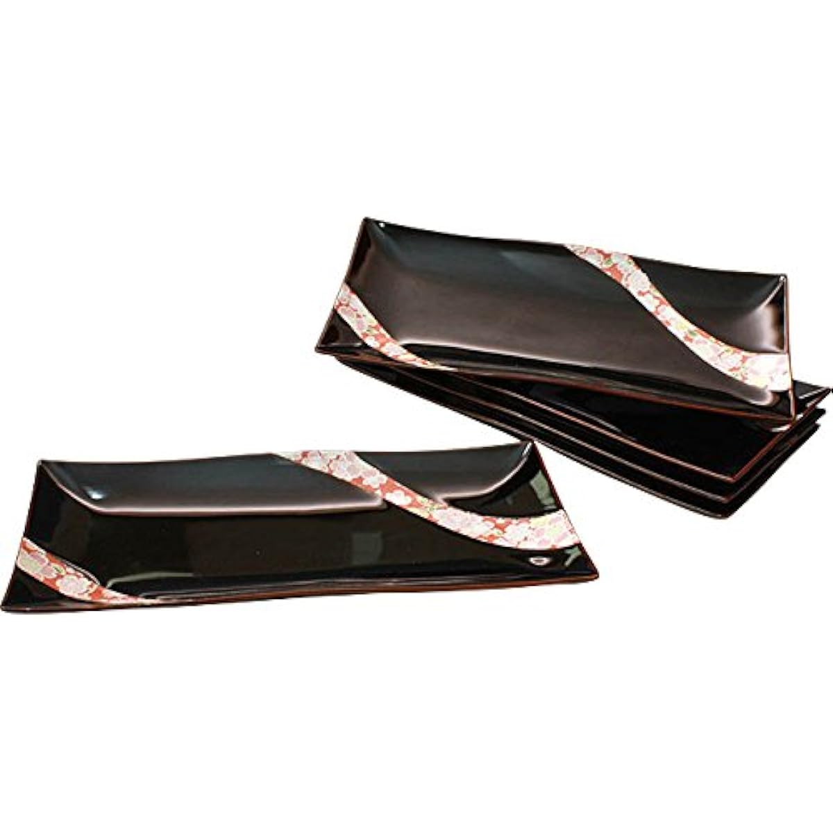 Ranchant New Long Plate Set Multi 13x27.3x2.3cm Kyo Yuzen Arita Ware Made in Japan