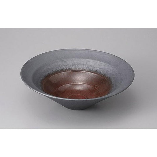 Large bowl / mortar carbonized clay red 8.0 shallow large bowl [25 x 7.8cm] Earthenware, restaurant, inn, Japanese tableware, restaurant, commercial use