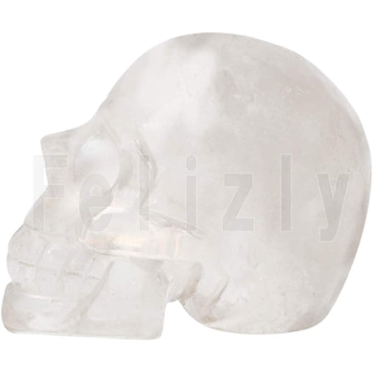 Felizly Natural Crystal Skull Skeleton with Cosmetic Box Amulet Power Stone [One-of-a-kind item handmade by skilled craftsmen]