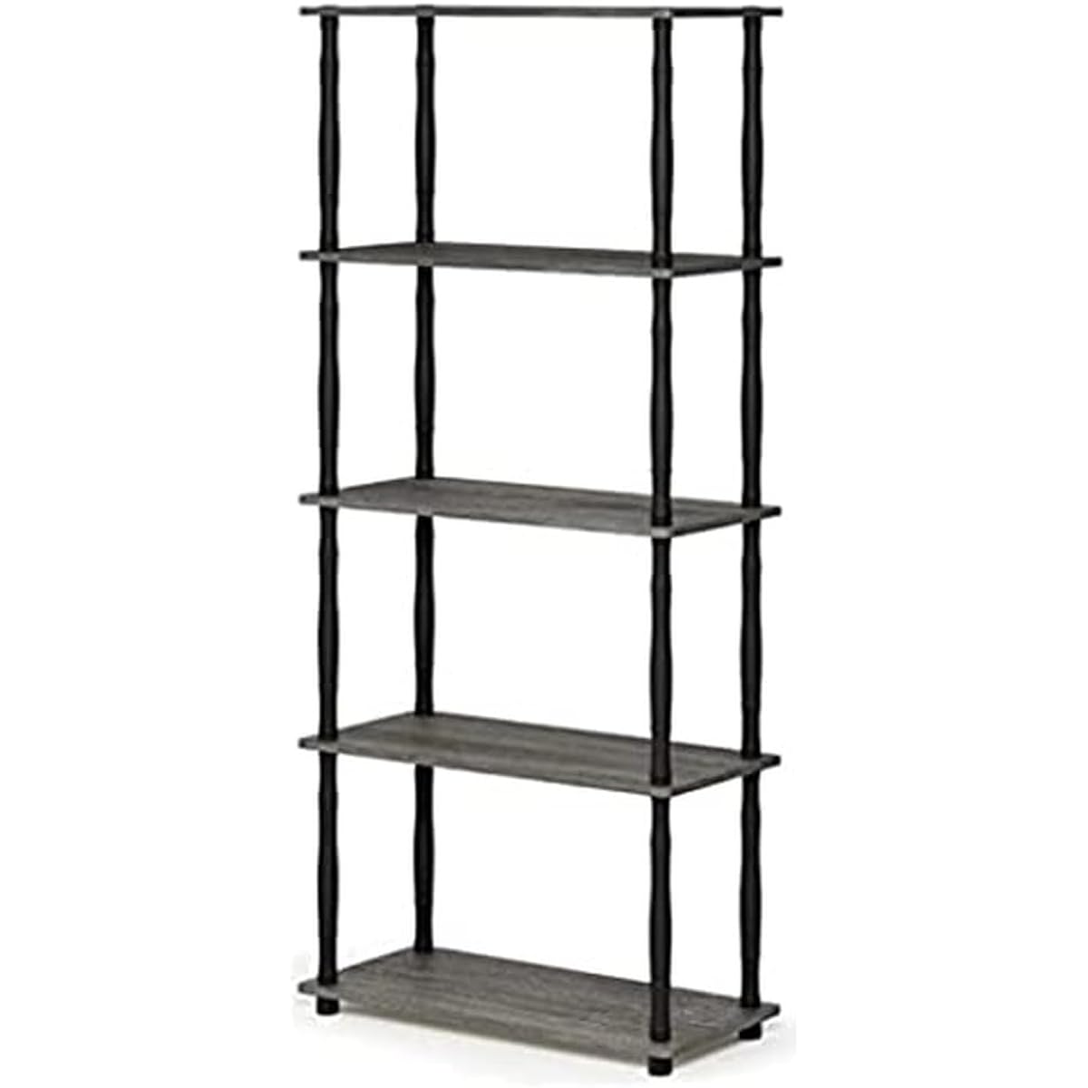 Furinno Open Shelf Rack Multipurpose Shelf Classic Tube Specifications 5 Tiers Turn-N-Tube 59.9(W) x 29.5(D) x 145.8(H)cm Color: French Oak Gray/Black [Regular Japanese Import Product] 18032GYW/ BK