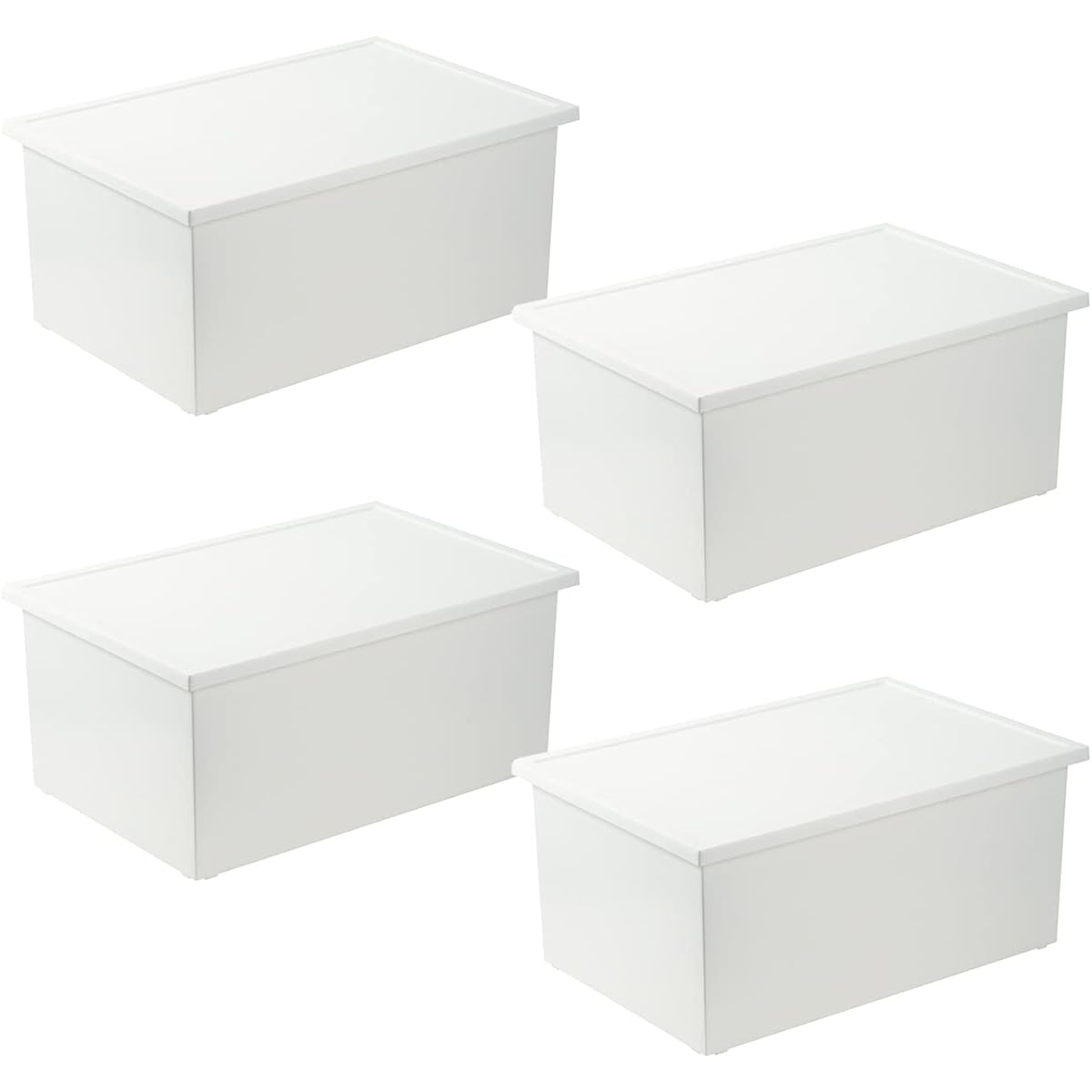 JEJ Astage Stacking Storage Favore Nuvo Box L White Made in Japan Stacking Width 54 x Depth 36 x Height 24.3cm Set of 4