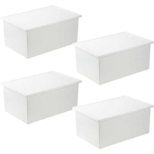 JEJ Astage Stacking Storage Favore Nuvo Box L White Made in Japan Stacking Width 54 x Depth 36 x Height 24.3cm Set of 4
