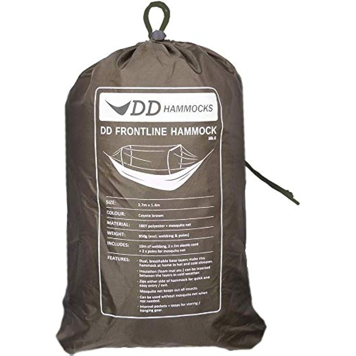 [From Scotland] DD Frontline Hammock Frontline Hammock Comfortable and lightweight hammock for camping style camping (Coyote brown) [Parallel import goods]