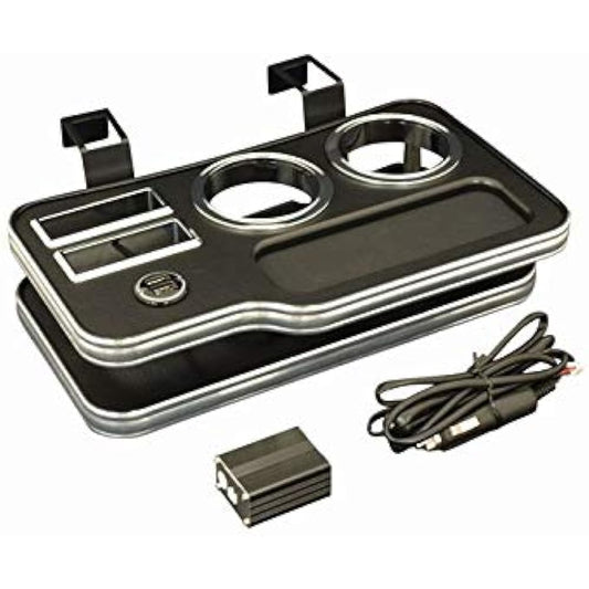 Rim NV350 Caravan (front 2-seater only) Front center drink holder with USB holder V2 black leather finish G22-351