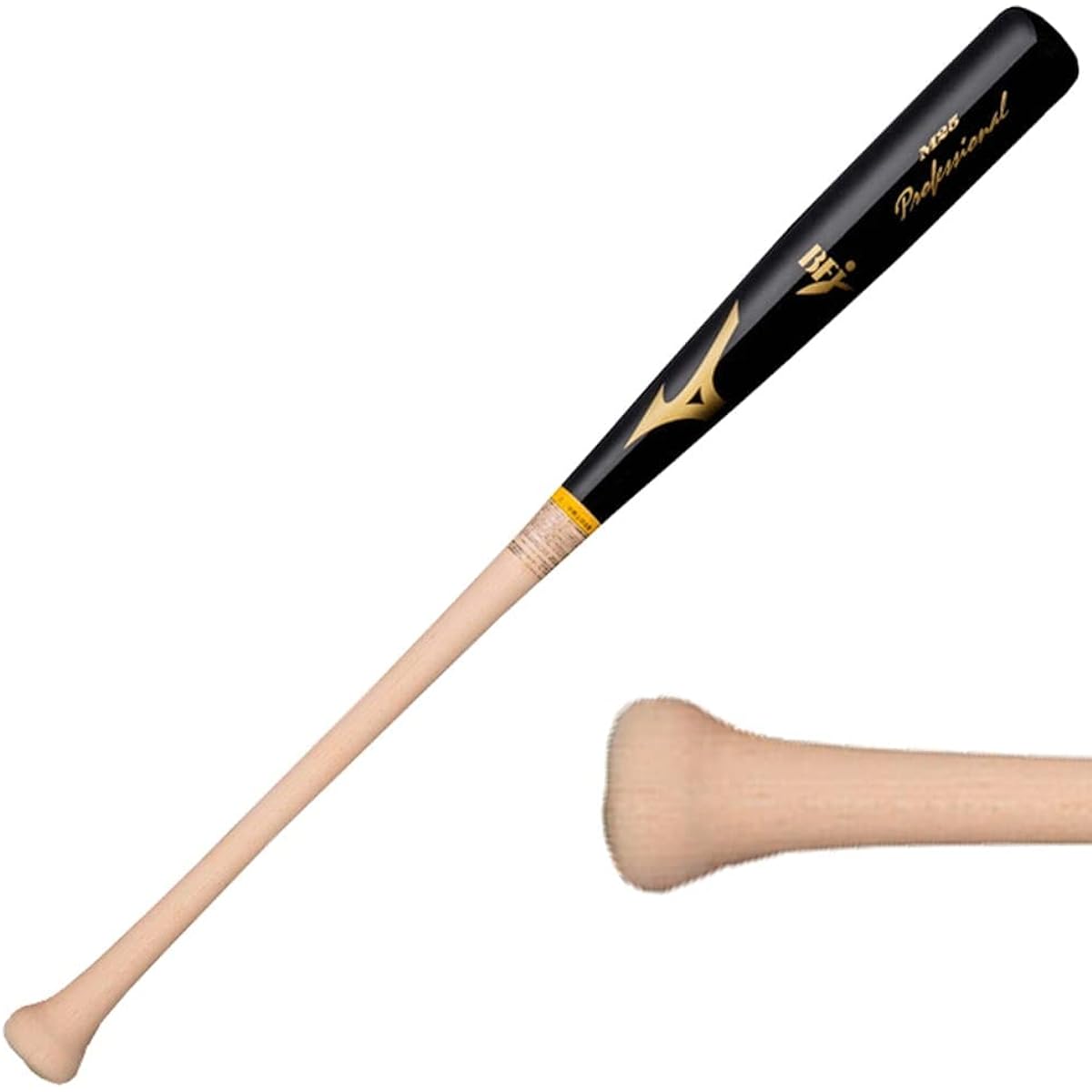 [MIZUNO] Mizuno hard wooden bat, easy to swing, head hollowed out, Baseball Hall original 1cjwh17610 1cjlh17610 85cm 880g average Black x plain wood SA type