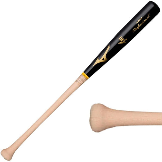 [MIZUNO] Mizuno hard wooden bat, easy to swing, head hollowed out, Baseball Hall original 1cjwh17610 1cjlh17610 85cm 880g average Black x plain wood SA type