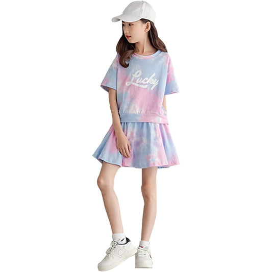 [YuWan] Children's Girls' Summer Clothes, Short Sleeve Tops, Shorts, Top and Bottom Set, Kids' Jersey, Setup, Girls, Elementary School Students, Dancewear, Korean, Stylish