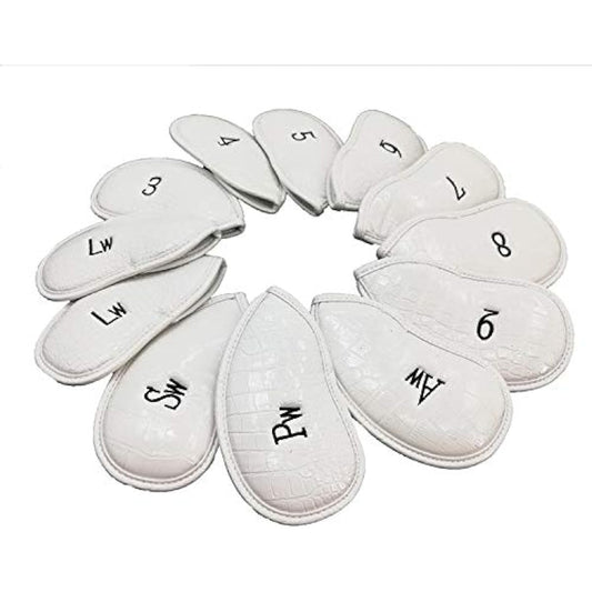 Golf head cover iron cover set, synthetic leather (3-9, Aw, Pw, Sw, Lw, Lw), numbered 12 pieces, for both left and right hands, flexible waterproof material, lightweight fabric, protective