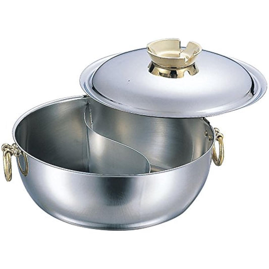 Wadasuke Seisakusho Electromagnetic Shabu Shabu Pot Brass Handle with Dividers 30cm 3312-0302