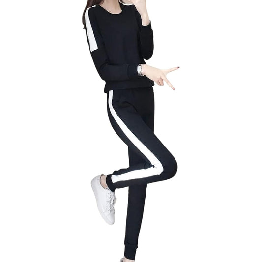 [Emptio] Crew Neck Simple Jersey Top and Bottom Set Women's